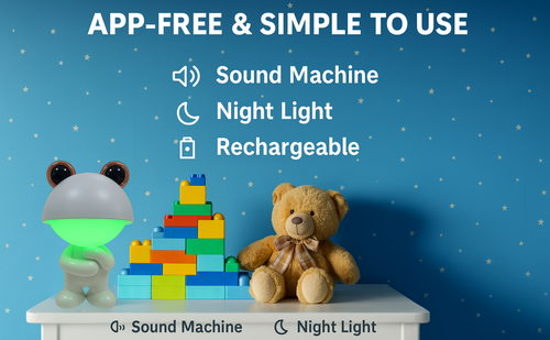 Copper Froggy – Rechargeable Night Light with White Noise (App-Free)