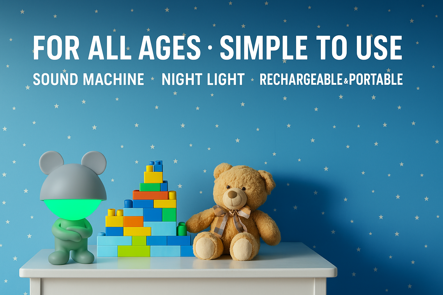 White Mousie – Rechargeable Night Light with White Noise (App-Free)