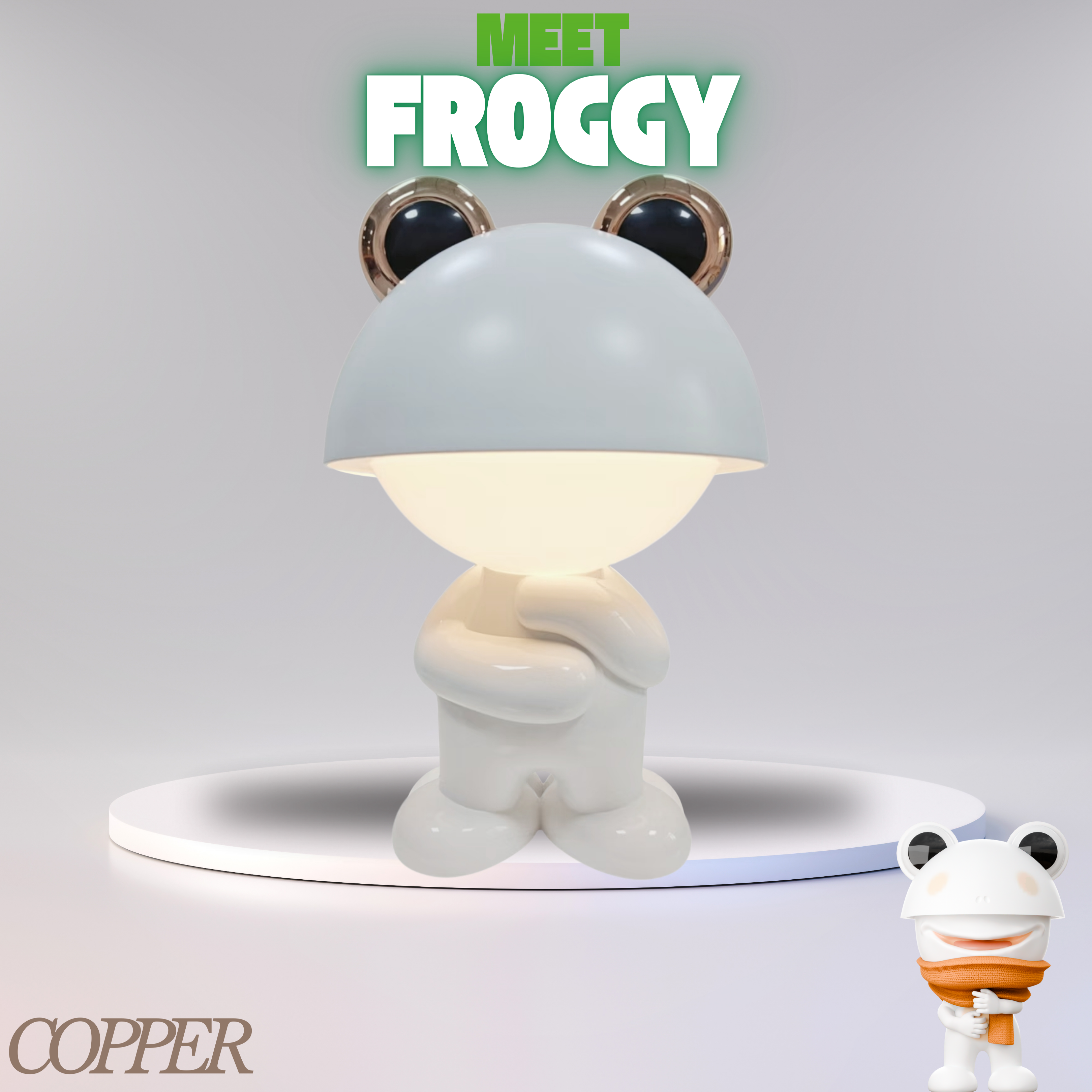 Copper Froggy – Rechargeable Night Light with White Noise (App-Free)