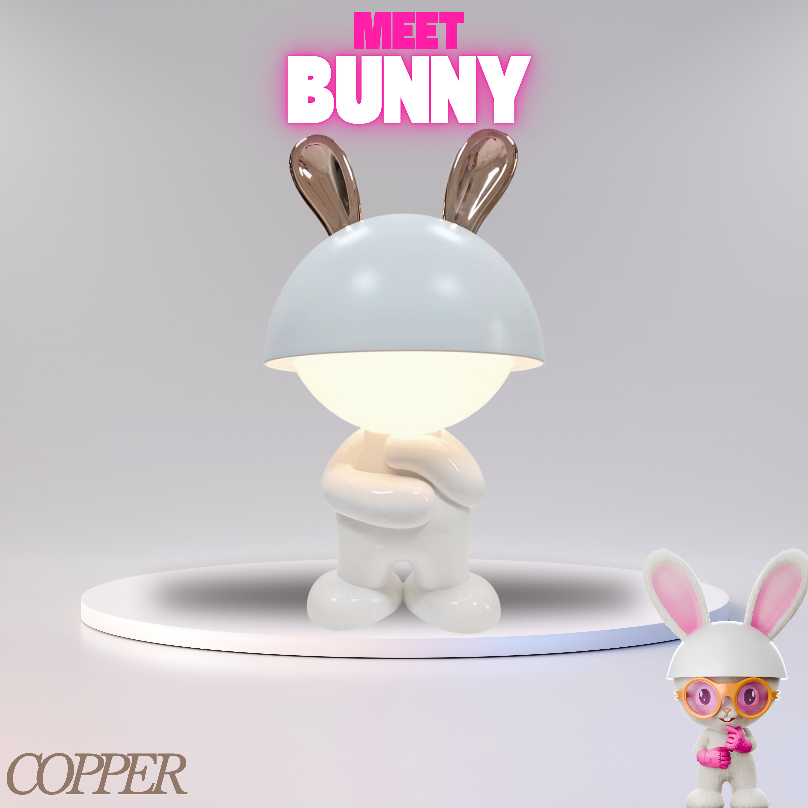 Copper Bunny – Rechargeable Night Light with White Noise