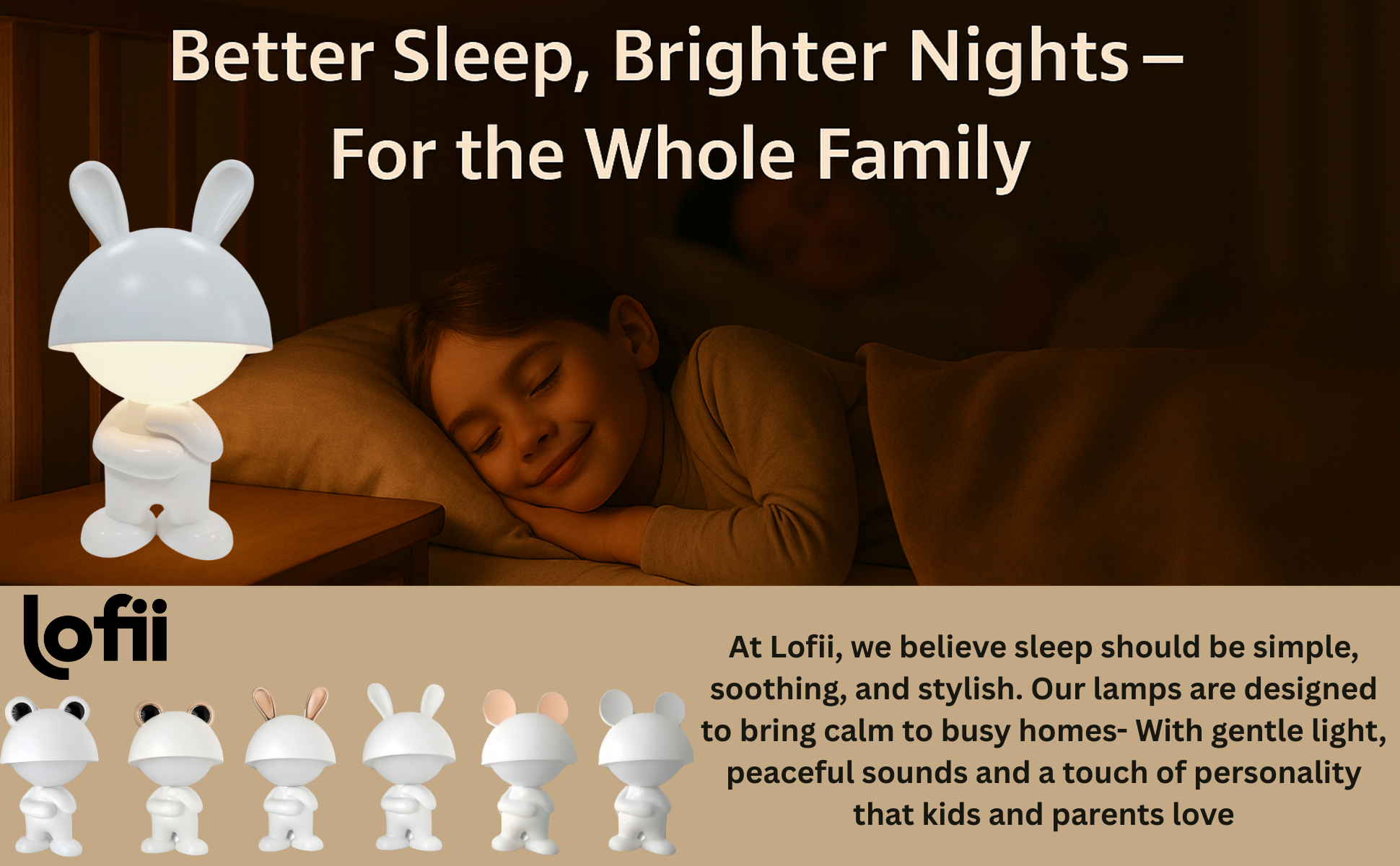 White Bunny – Rechargeable Night Light with White Noise