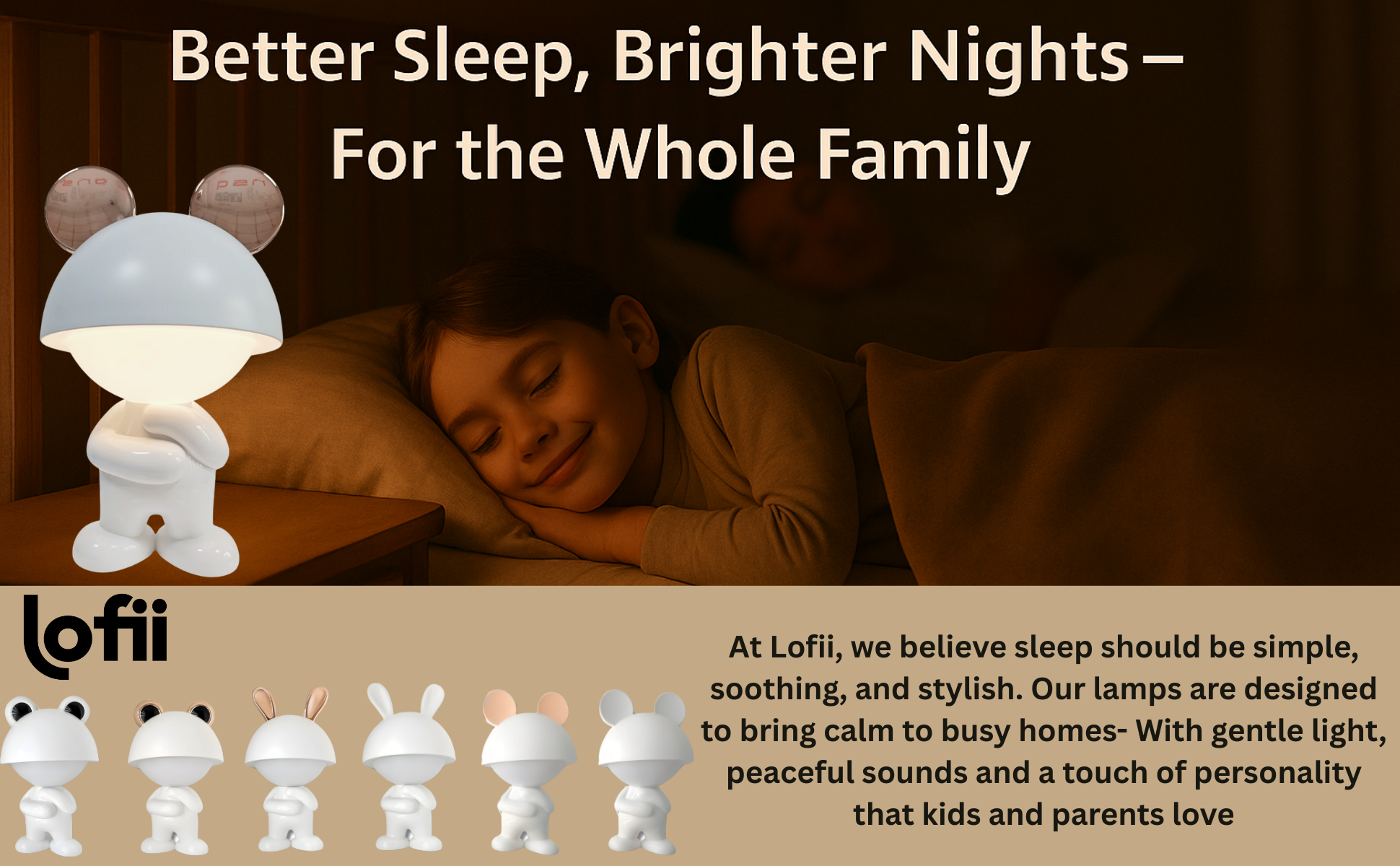 Copper Mousie – Rechargeable Night Light with White Noise (App-Free)