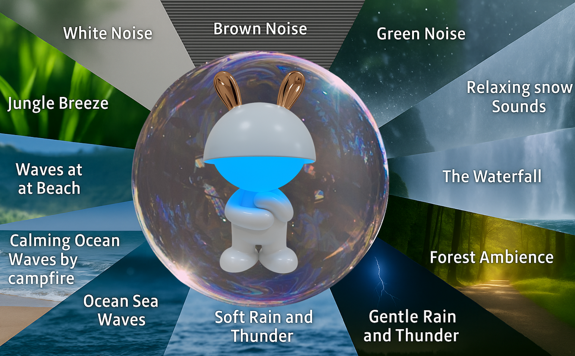 Copper Bunny – Rechargeable Night Light with White Noise