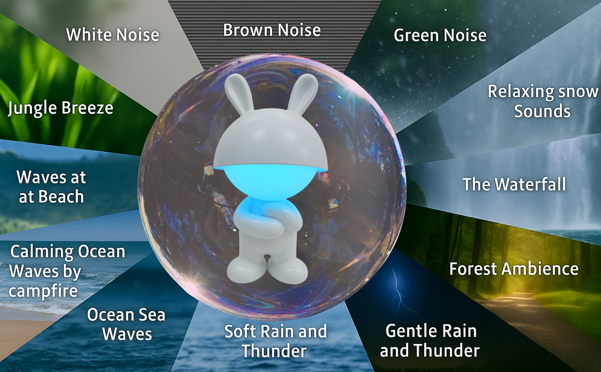 White Bunny – Rechargeable Night Light with White Noise