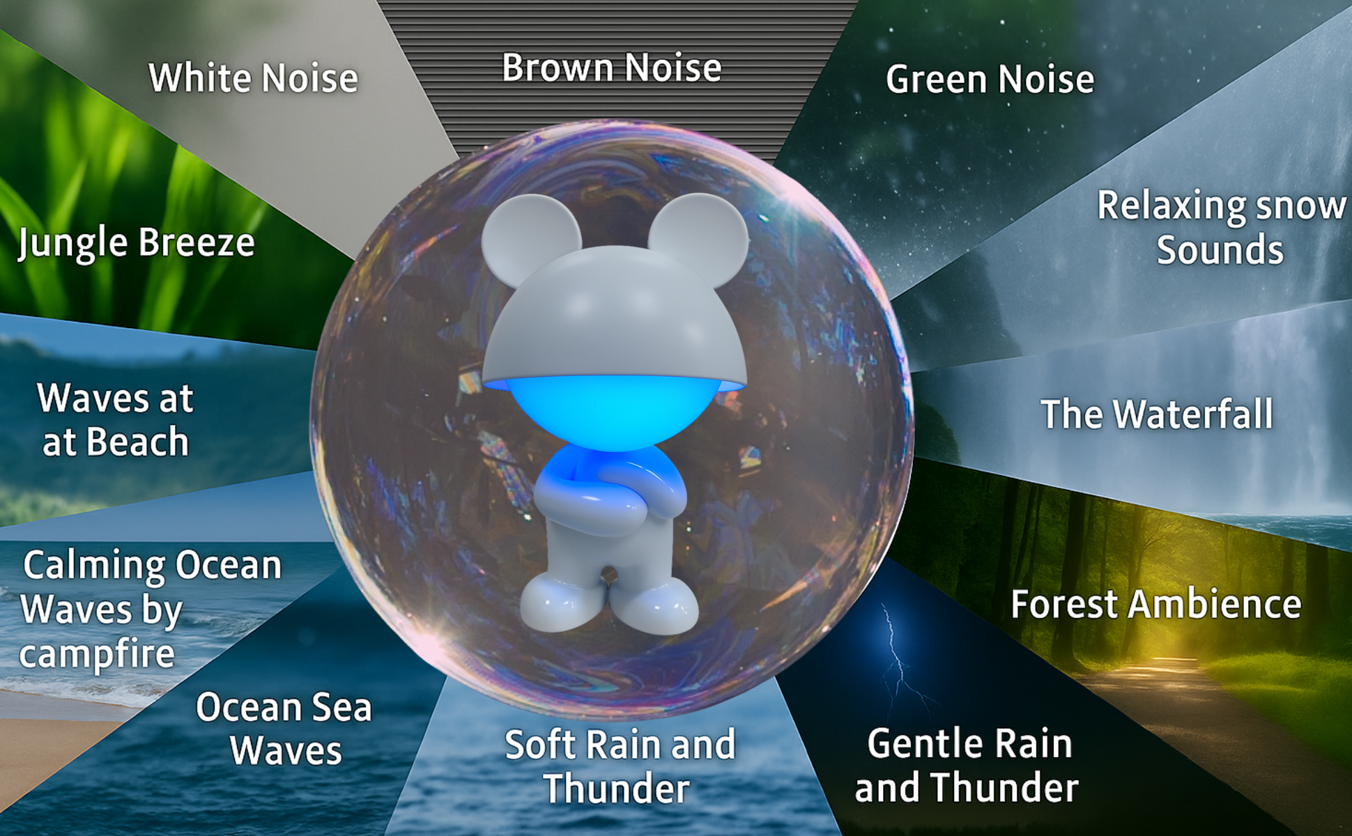 White Mousie – Rechargeable Night Light with White Noise (App-Free)